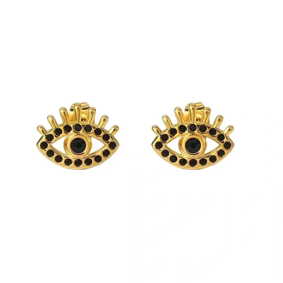 NEW💎18K Gold Plated Evil Eye Stud Earrings* - Picture 2 of 5